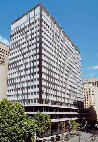 Reserve Bank of Australia head office building in Martin Place, Sydney, from the RBA's archival image library.